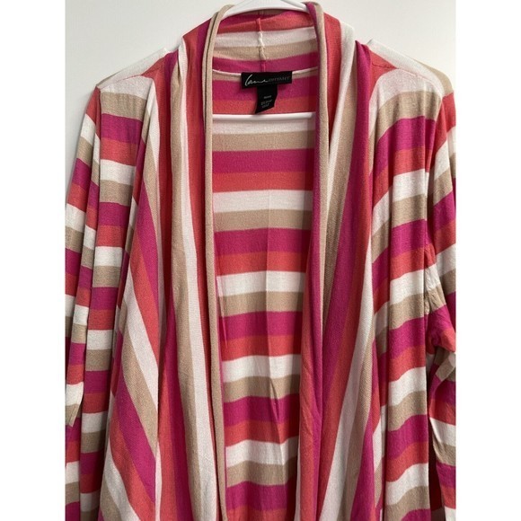 Lane Bryant Multicolor (Pink) Stripe Assymetric Cardigan Sweater Plus Size 18/20 - Picture 2 of 5